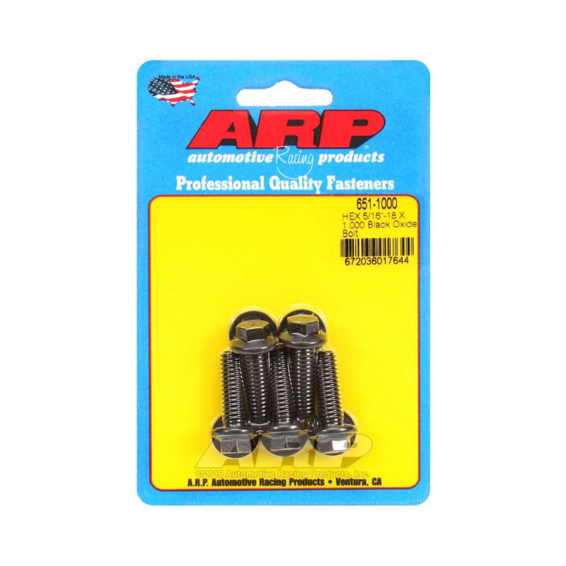 Set de șuruburi și piulițe universale ARP 5/16-18 – Șuruburi hexagonale cu finisaj negru oxidat, x5 - ARP-651-1000 - 651-1000 - 3666618194455